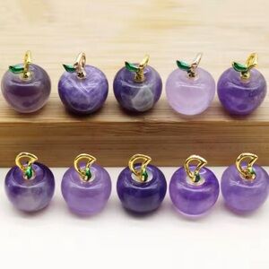 8pcs Purple Gemstone Apple Pendant Necklace